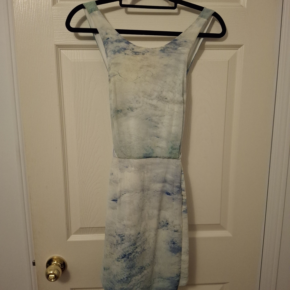 100% Silk Watercolour Print Sleeveless Dress